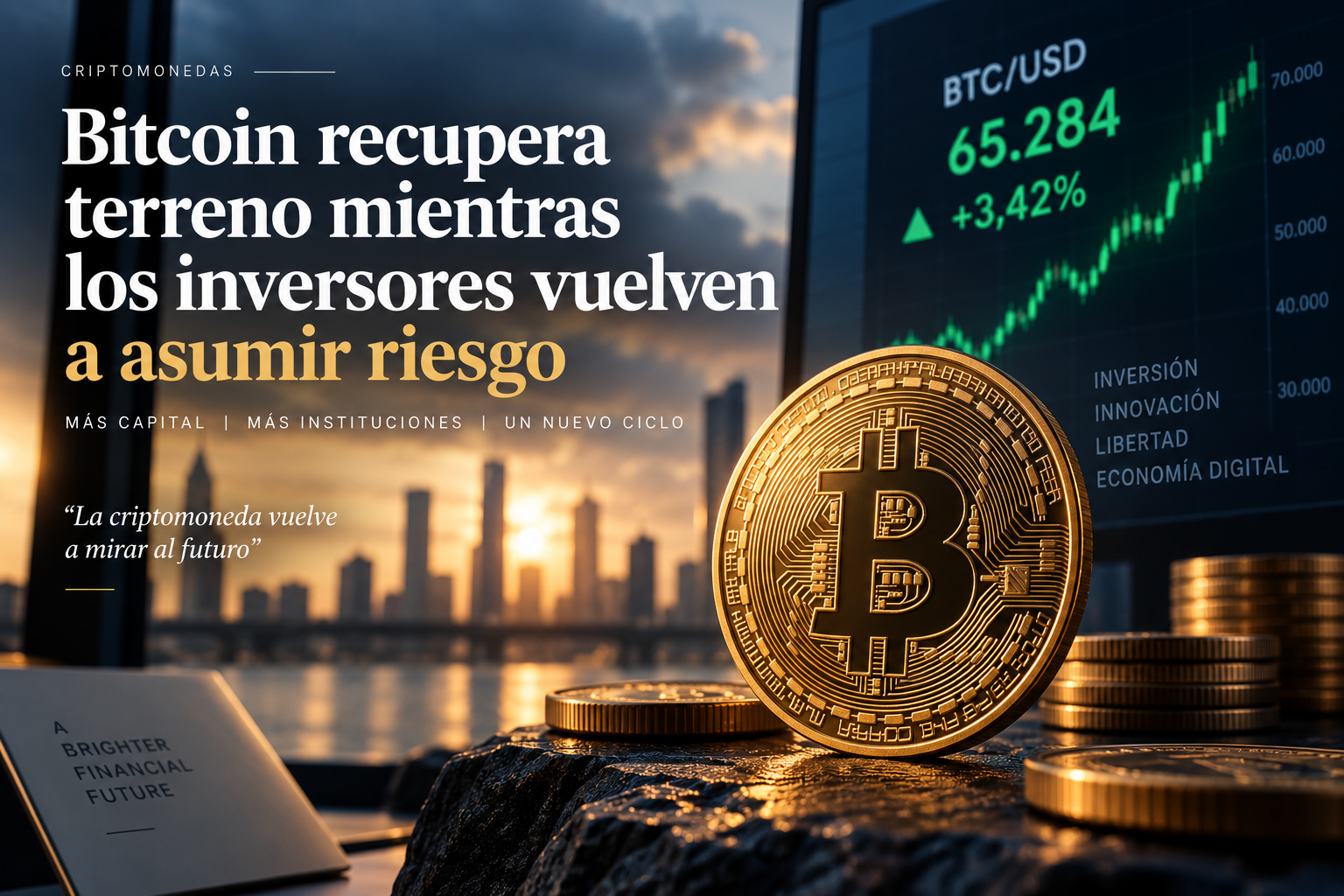 Bitcoin recupera terreno mientras los inversores vuelven a asumir riesgo